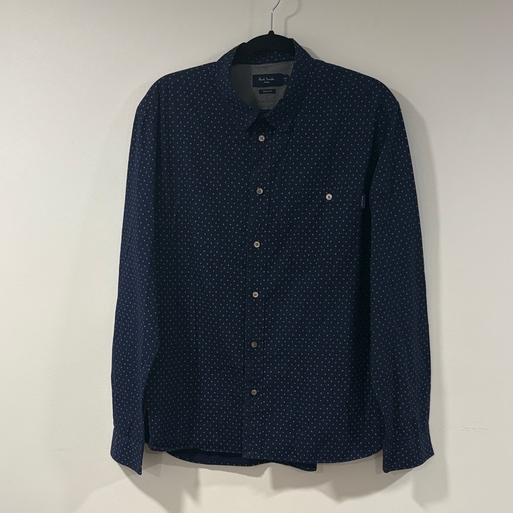 Paul Smith Navy Blue Shirt with White + Design